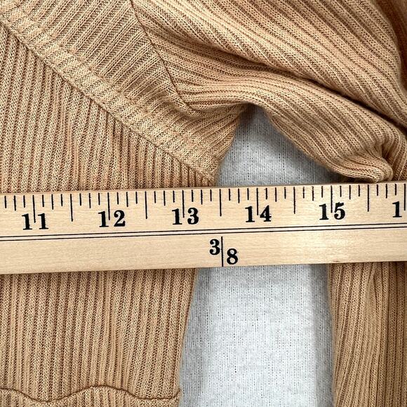 FAVORITE DAUGHTER Kate Ribbed Bustier Knit Top Womens S Tan V Neck Long Sleeve - Picture 12 of 14